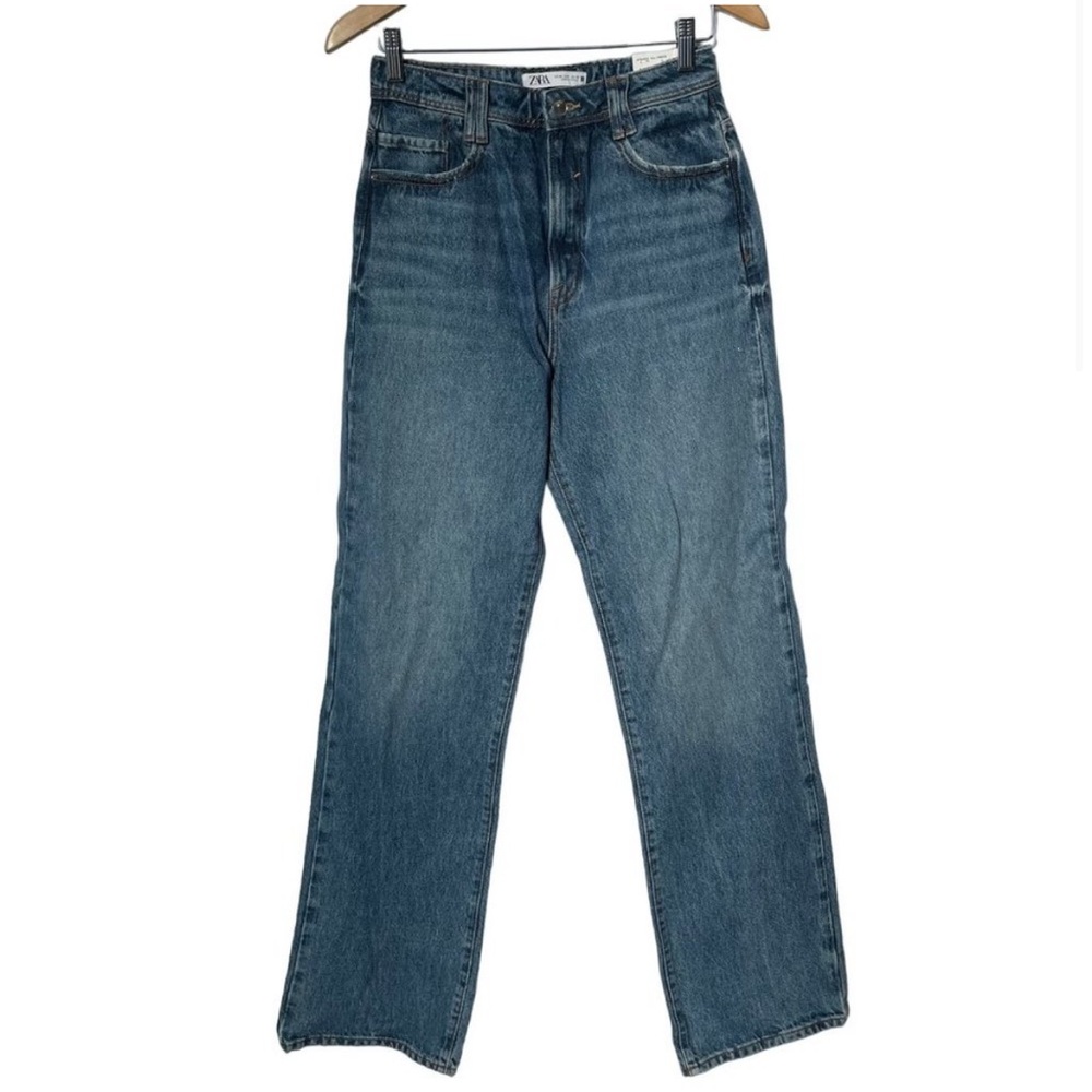 Zara High-Rise Straight Full Length Denim Jeans Size 8